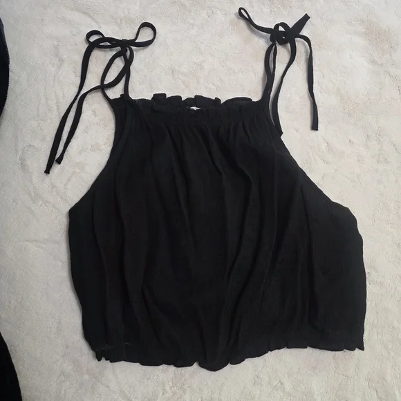H&M Black Ruffle Tank Top - Medium - Picture 2 of 4